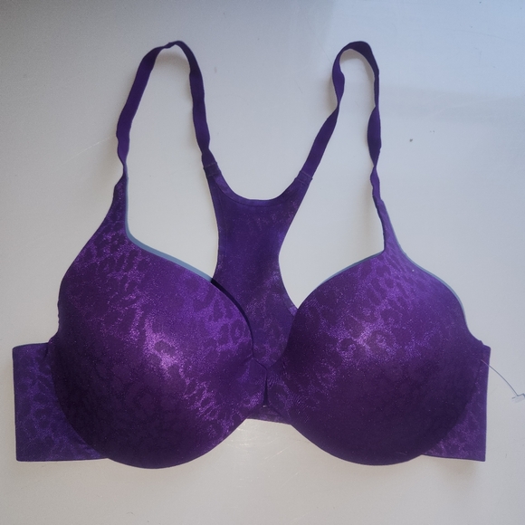Vintage Victoria Secret Purple Printed Racerback Front Closure 36C - Picture 1 of 5